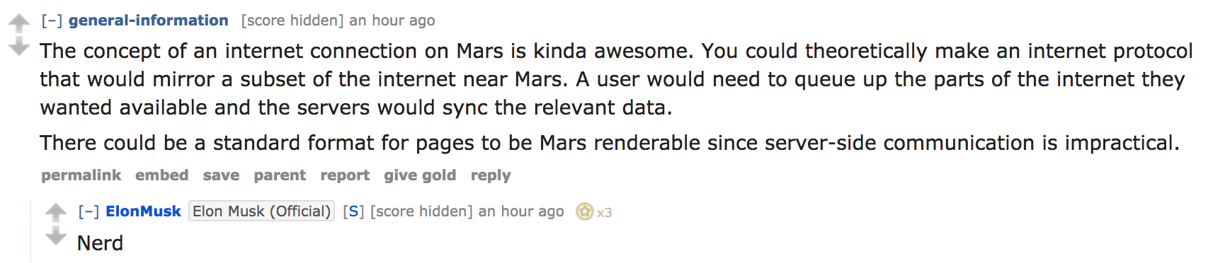 Elon Musk banters and answers rocketry questions on Reddit