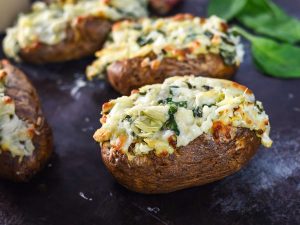 Spinach and Artichoke Dip Baked Potatoes