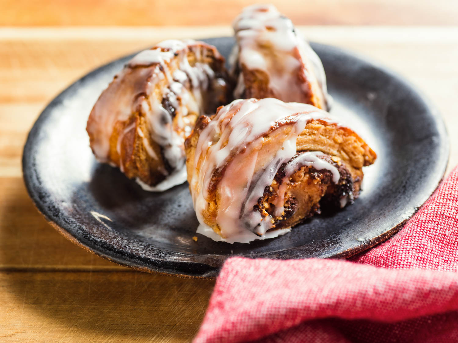 Nutella and Brown Butter Rugelach With Peanuts and Vanilla Glaze