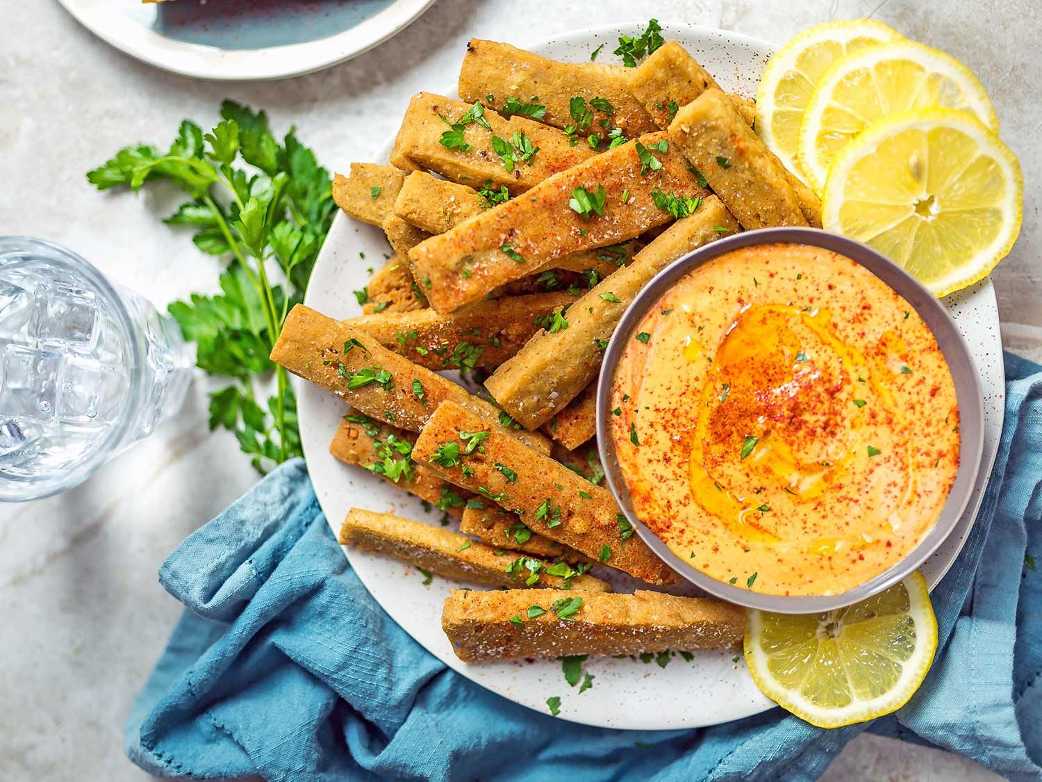 Hummus Fries With Spicy Tahini Dip