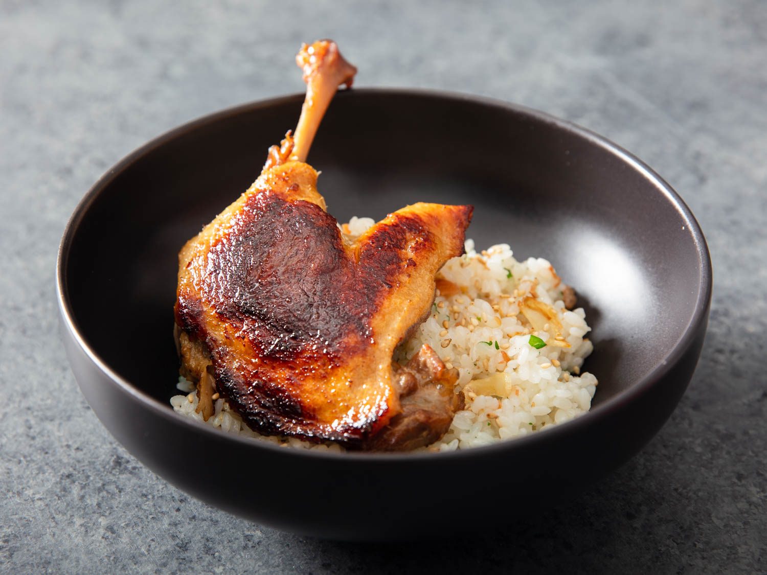 Crispy Koji Duck Confit With Garlicky Duck-Fat Rice and Umeboshi