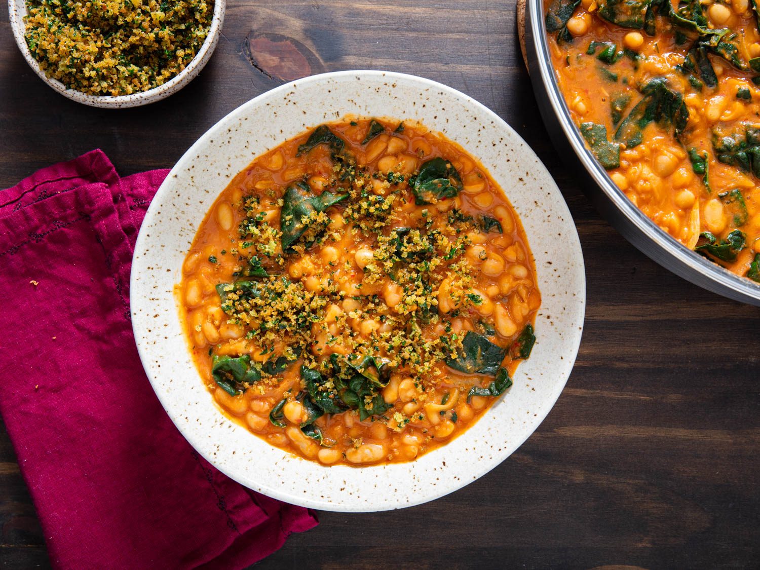 Creamy White Beans With ‘Nduja, Kale, and Gremolata Breadcrumbs